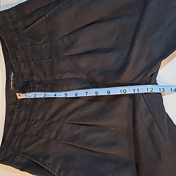 Banana Republic HR Pleated Pant Trouser Slacks Linen High Waisted Wide Black 4 L - Picture 13 of 14